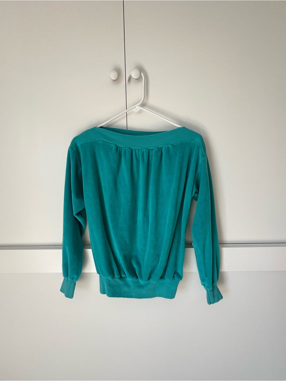Teal Velvet Long-Sleeve Pullover